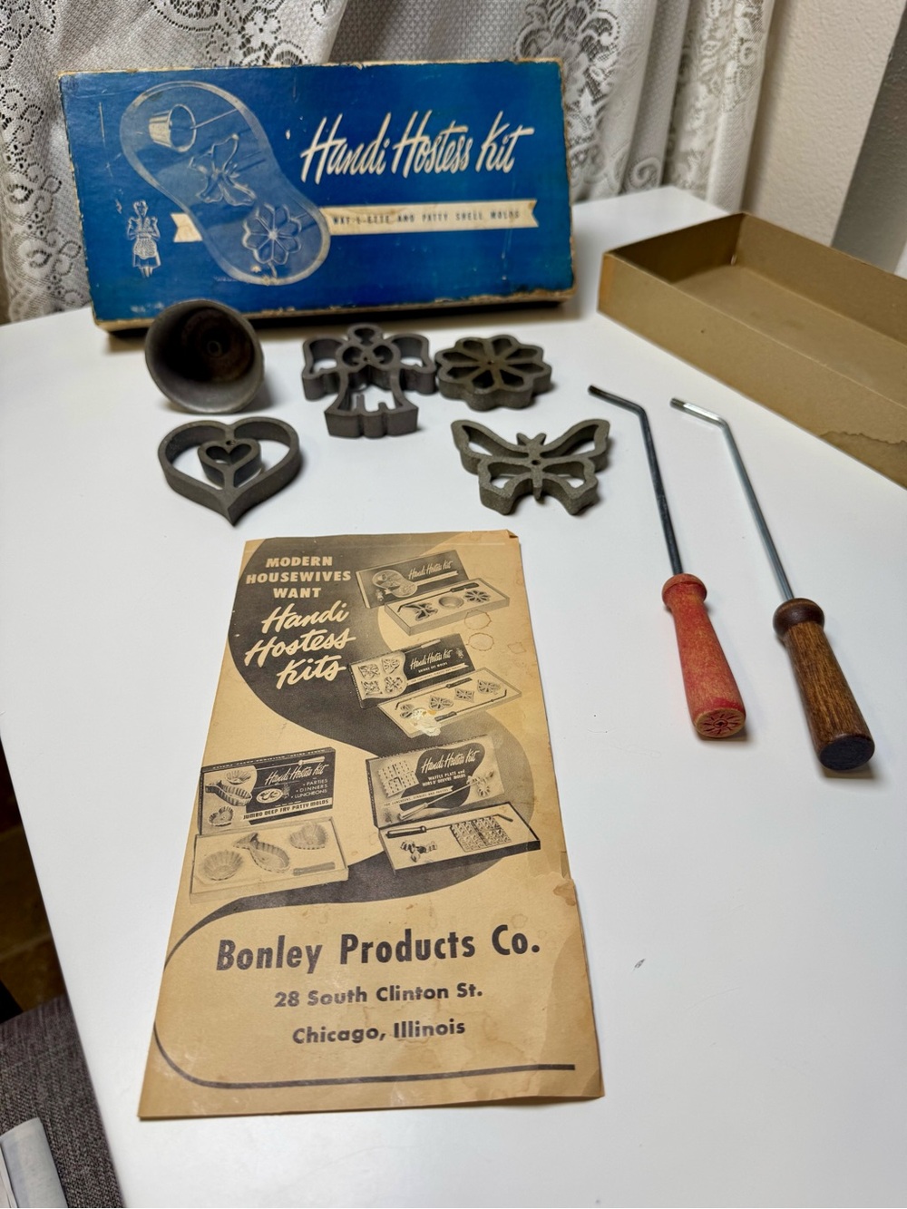 Vintage 1950’s Bonley Products Handi Hostess Kit, Wafflette Cookie Molds